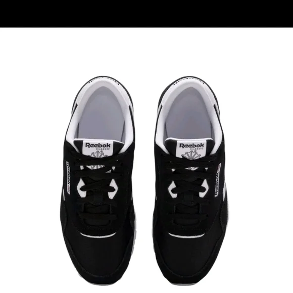 Reebok Kids Classic Nylon Sneakers - Black/Black White FV4441 - Picture 7 of 9